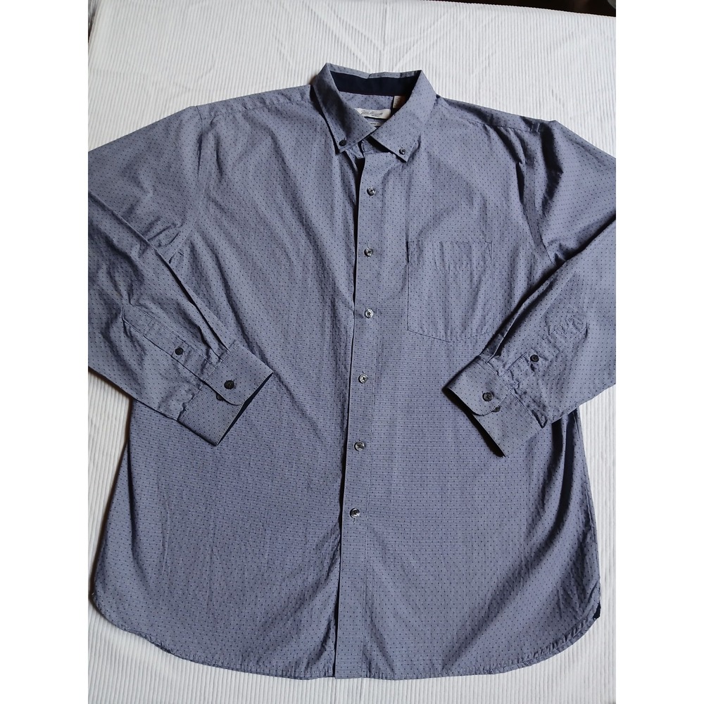 Van Heusen Originals Mens XL Blue Micro Pattern Classic Fit Button Down Shirt